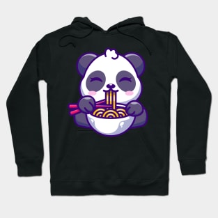 Cute panda eating ramen with chopstick cartoon Hoodie